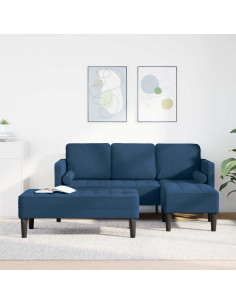 Set di divani con cuscino 2 pcs Blu Poliestere