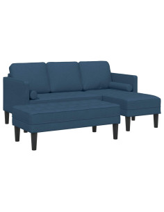 Set di divani con cuscino 2 pcs Blu Poliestere 2