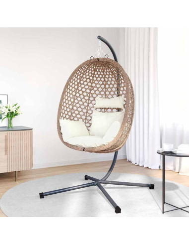 Sedia uovo sospesa Crema Chiara 104 x 100 x 191 cm polyrattan