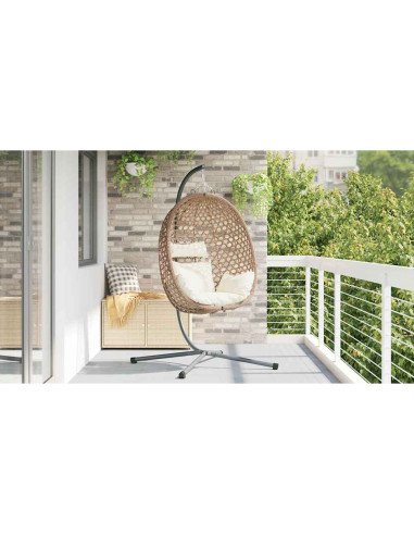 Sedia uovo sospesa Crema Chiara 104 x 100 x 191 cm polyrattan