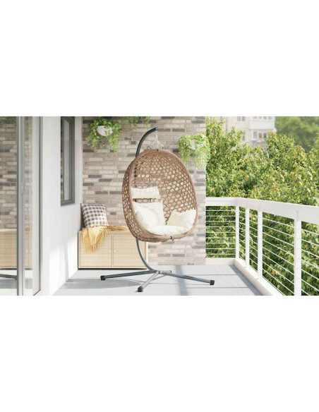 Sedia uovo sospesa Crema Chiara 104 x 100 x 191 cm polyrattan