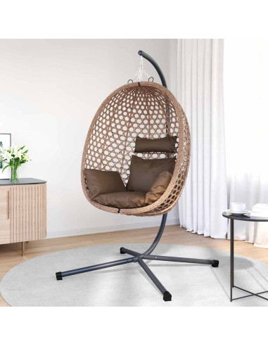 Sedia uovo sospesa Caffè 104 x 100 x 191 cm polyrattan