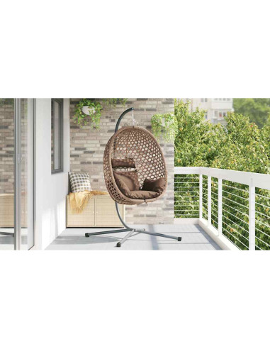 Sedia uovo sospesa Caffè 104 x 100 x 191 cm polyrattan