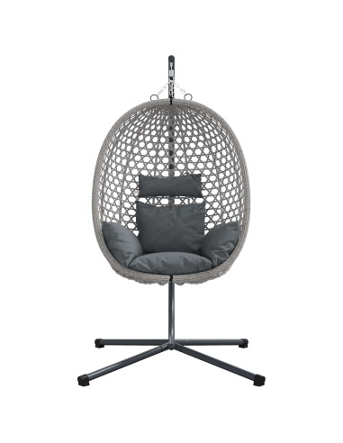 Sedia uovo sospesa antracite e grigio 104 x 100 x 191 cm