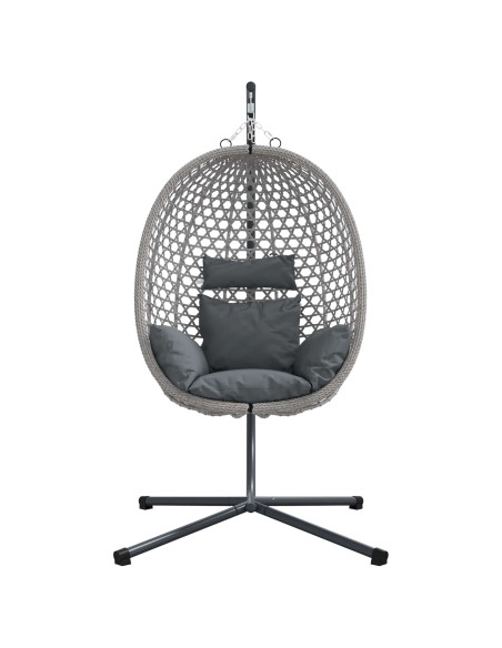 Sedia uovo sospesa antracite e grigio 104 x 100 x 191 cm