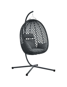 Sedia uovo sospesa Antracite e nero 104 x 100 x 191 cm 2