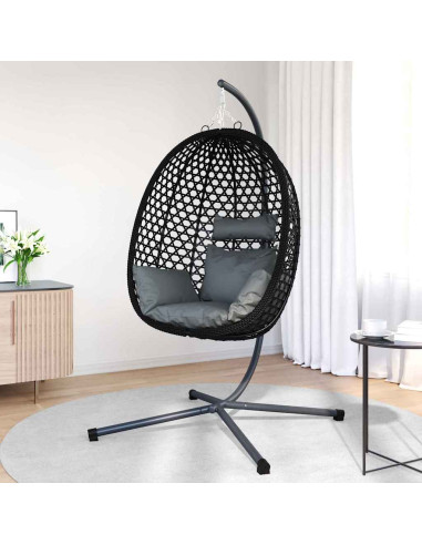 Sedia uovo sospesa Antracite e nero 104 x 100 x 191 cm