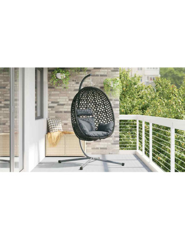 Sedia uovo sospesa Antracite e nero 104 x 100 x 191 cm