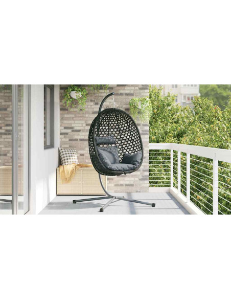 Sedia uovo sospesa Antracite e nero 104 x 100 x 191 cm