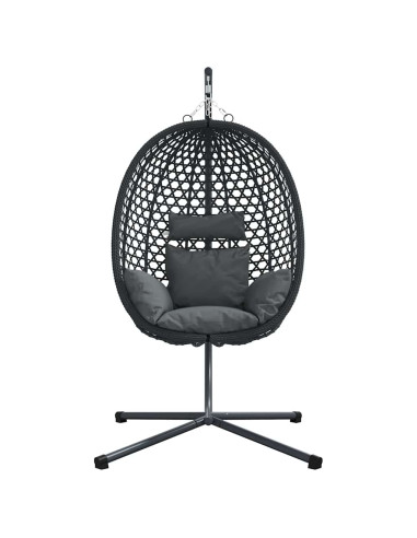 Sedia uovo sospesa Antracite e nero 104 x 100 x 191 cm