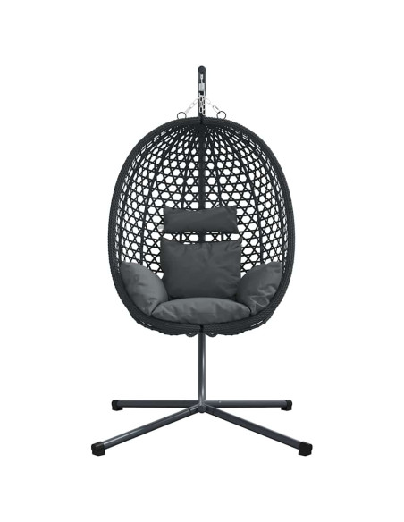 Sedia uovo sospesa Antracite e nero 104 x 100 x 191 cm