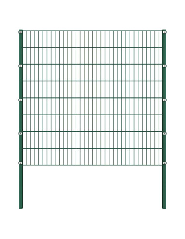 Pannello di recinzione con pali in ferro 1385x160 cm verde