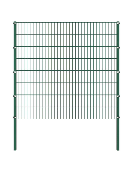 Pannello di recinzione con pali in ferro 1385x160 cm verde