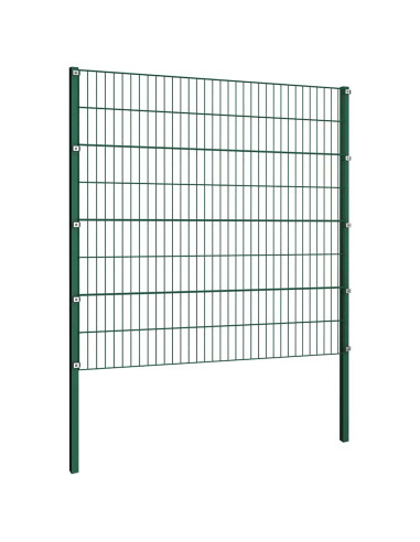 Pannello di recinzione con pali in ferro 176,5x160 cm verde