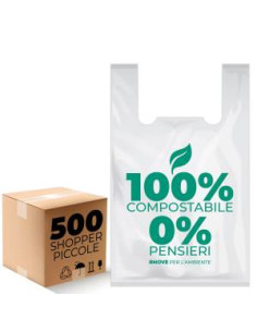 Buste Shopper Biodegradabili Piccole 10g - 500pz - 27x50cm - RMove