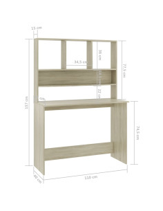 Scrivania e Ripiani Rovere Sonoma 110x45x157 Legno Multistrato