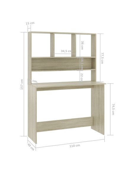 Scrivania e Ripiani Rovere Sonoma 110x45x157 Legno Multistrato