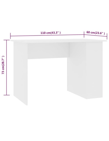 Scrivania Bianca 110x60x73 cm in Legno Multistrato