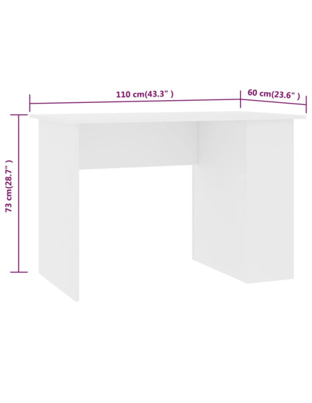 Scrivania Bianca 110x60x73 cm in Legno Multistrato