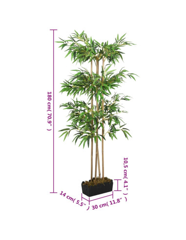 Albero Bambù Artificiale 1216 Foglie 180 cm Verde