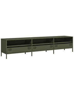 Mobile TV Verde Oliva 202x39x43,5 cm Acciaio Laminato a Freddo 2