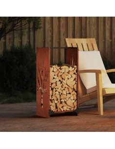 Rastrelliera per Legna da Ardere 40x30x80 cm in Acciaio Corten