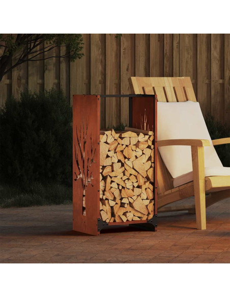 Rastrelliera per Legna da Ardere 40x30x80 cm in Acciaio Corten