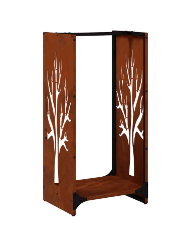 Rastrelliera per Legna da Ardere 40x30x80 cm in Acciaio Corten