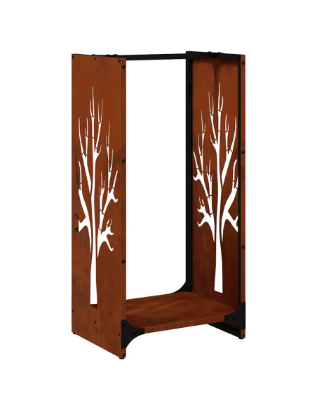 Rastrelliera per Legna da Ardere 40x30x80 cm in Acciaio Corten