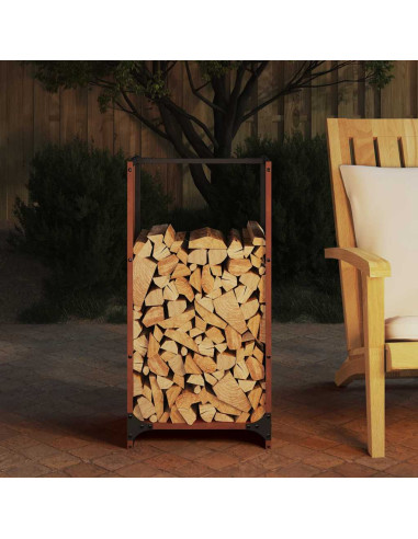 Rastrelliera per Legna da Ardere 40x30x80 cm in Acciaio Corten