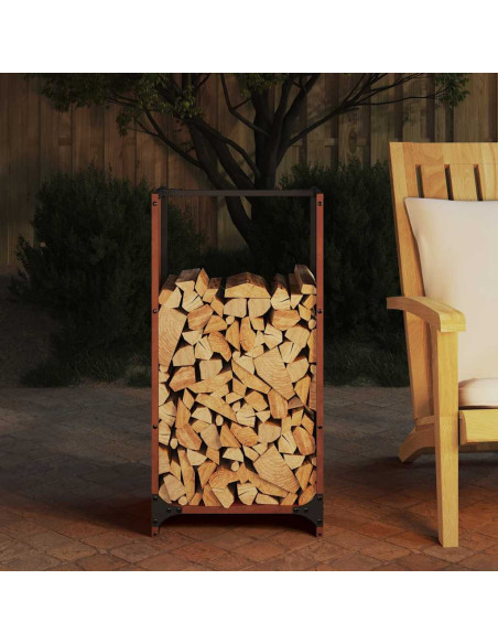 Rastrelliera per Legna da Ardere 40x30x80 cm in Acciaio Corten