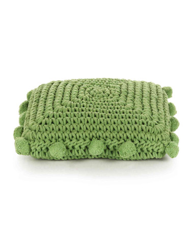 Cuscino da Lanciare Intreccio a cesto Verde 50 x 50 cm Cotone