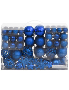 Set Palline di Natale 111 pz Blu in Polistirene 2