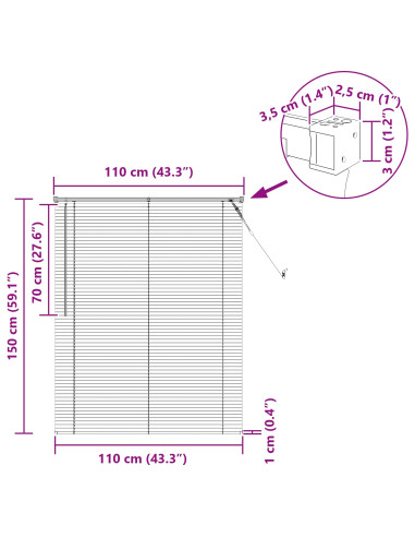 Tenda Veneziana Marrone Chiaro con Motivo 150 x 110 cm PVC