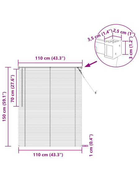 Tenda Veneziana Marrone Chiaro con Motivo 150 x 110 cm PVC