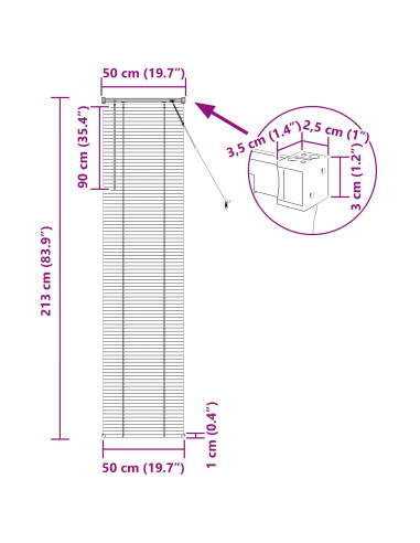 Tenda Veneziana Marrone Chiaro con Motivo 213 x 50 cm PVC