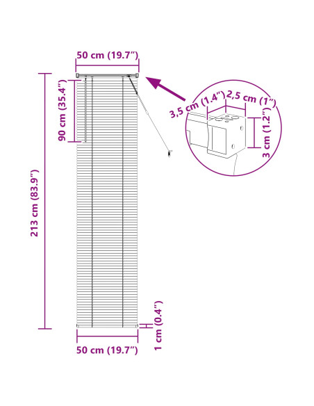 Tenda Veneziana Marrone Chiaro con Motivo 213 x 50 cm PVC