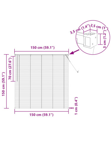 Tenda Veneziana Marrone Scuro con Motivo 150 x 150 cm PVC