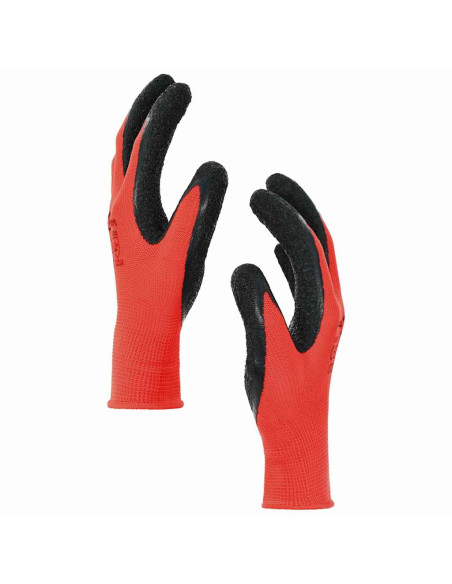 Guanti da Lavoro 12 pcs Rosso e Nero 7 / S