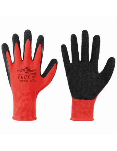 Guanti da Lavoro 24 pcs Rosso e Nero 7 / S