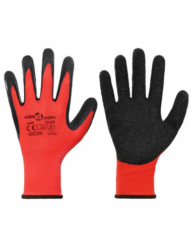Guanti da Lavoro 24 pcs Rosso e Nero 8 / m