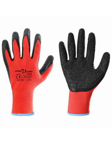 Guanti da Lavoro 12 pcs Rosso e Nero 9 / l