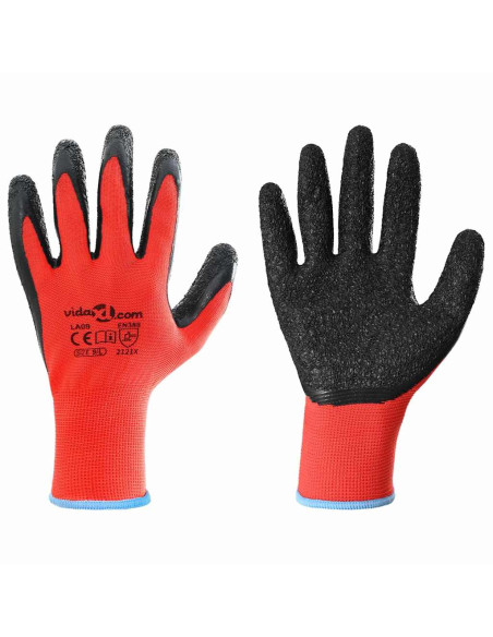 Guanti da Lavoro 12 pcs Rosso e Nero 9 / l