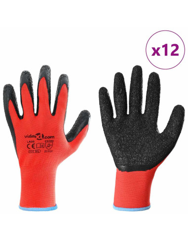 Guanti da Lavoro 12 pcs Rosso e Nero 9 / l