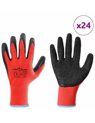 Guanti da Lavoro 24 pcs Rosso e Nero 9 / l