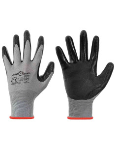 Guanti da Lavoro 12 pcs Grigio e Nero 7 / S Poliestere 2