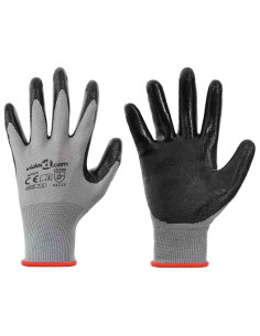 Guanti da Lavoro 24 pcs Grigio e Nero 7 / S Poliestere 2