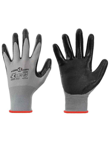Guanti da Lavoro 24 pcs Grigio e Nero 7 / S Poliestere