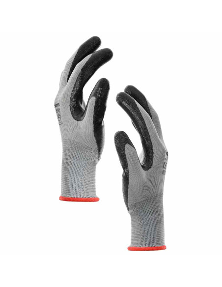 Guanti da Lavoro 24 pcs Grigio e Nero 7 / S Poliestere
