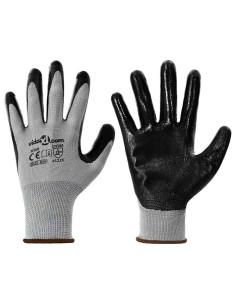 Guanti da Lavoro 12 pcs Grigio e Nero 8 / m Poliestere 2